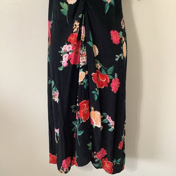 Old Navy Black Floral Cottagecore Summer Tropical Flower Print Midi Dress Small - Picture 3 of 12